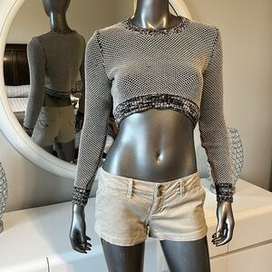 H&M Silent + Noise Lightweight LS Crop Top Size S